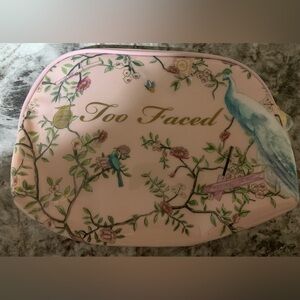 Too Faced Pink and Floral Cosmetic Pouch